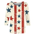 thumbnail image 3 of Favoffer Women Graphic Tees 3/4 Sleeve Round Neck Independence Day Print Loose Casual Tops Boho Blouses Holiday Festival Outdoor Leisure, 3 of 4