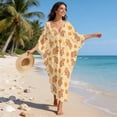 thumbnail image 5 of Xixirimido Capybaras Oranges Beige Print Kaftan Dress for Women, Plus Size Hawaiian Batwing Sleeve Beach Cover Up V-Neck Summer Swimsuit Dresses, 5 of 7