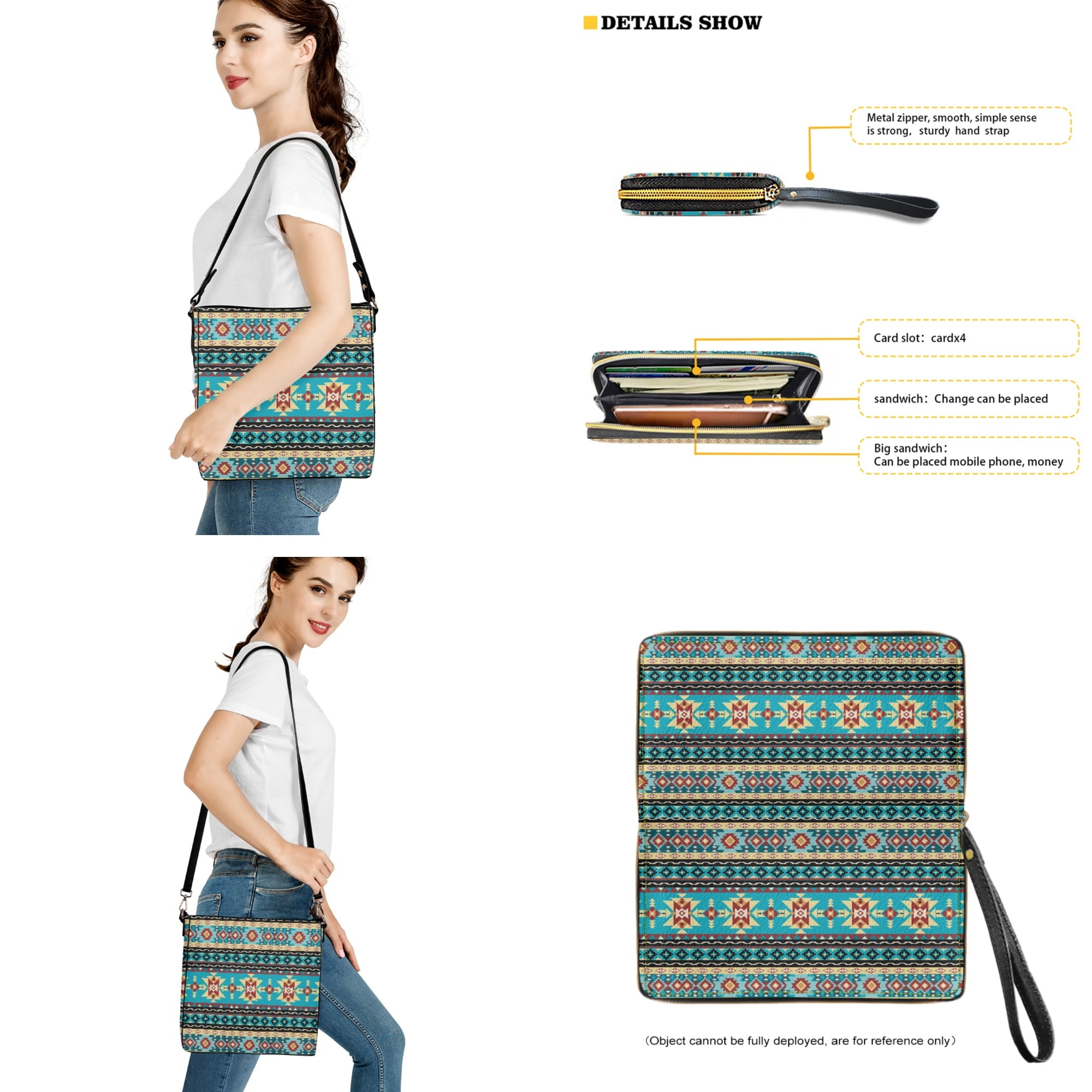 ZUXONGSY Aztec Tribe Print Multifunctional 2 Pcs Bucket Bag Purse Set for Women, Multipurpose Leather Crossbody Handbag with Wrist Wallet for Daily Use Travel