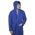 thumbnail image 6 of Mens 100% Terry Cotton Toweling Bathrobe Dressing Robe Hooded Blue Large, 6 of 8