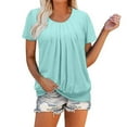 thumbnail image 3 of Summer Loose T Shirts for Women Crew Neck Short Sleeve Lightweight Tee Vacation Casual Top Mint Green XL, 3 of 8