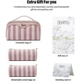 thumbnail image 5 of Large Cosmetic Bag Set of 3 - PU Leather Travel Makeup Bag with Compartments, Waterproof &, 5 of 8