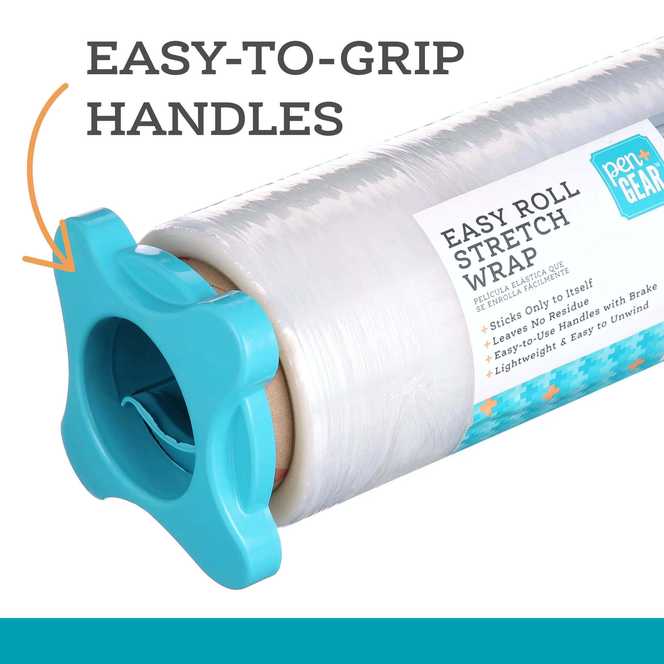 Pen + Gear Easy Roll Stretch Wrap, 15 in x 1000 ft, Easy Unwind, Clear Plastic, 1 Roll