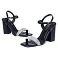 thumbnail image 3 of Zhabtuc Fashion Open Toe Ankle Strap Heels Block Wedge Shoes Prom Party Shoes, 3 of 6