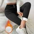 thumbnail image 6 of Women's Solid Color Leggings Casual Fleece-Lined High Waisted Legging Thermal Winter Pants with Pockets Black 2XL, 6 of 7