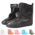 thumbnail image 4 of Xinyolin 1 Pair Boot Covers Buckle Closure Dustproof Matte Finish Non-Slip Ankle High Shoe Protection Thickened Foldable Waterproof Rain Shoe Covers for Rain, 4 of 7
