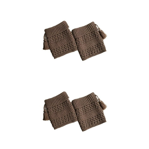 Advancent Calentador de piernas, accesorios de vestir para mujer, puños tejidos para botas con colgante de flecos, accesorio para ropa, Caqui 2Conjunto