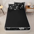 thumbnail image 4 of Feelyou Spooky Halloween Cat Zipper Full Size Comforter Sets with Fitted Sheet and 2 Pillowcases, Boho Rose Flower Zipper Bedding Set,, Black Reversible, 4pcs, 4 of 7