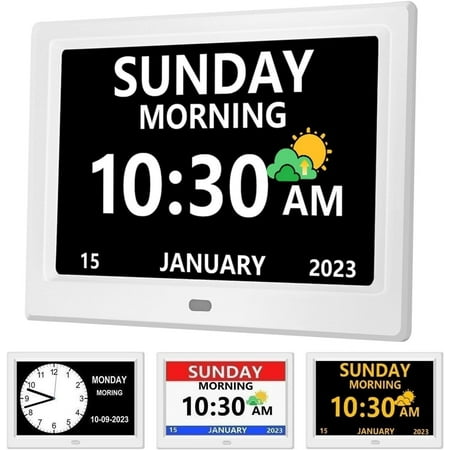 10 Inch Clock with Day and Date for Elderly Large Display Digital Clocks 12 Alarm 3 Display Modes Large Font Alzheimer's Clock Alarm Clocks for Seniors Auto DST 10in Black