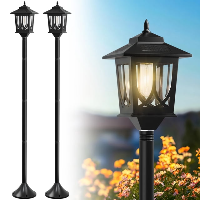 Lámpara Solar de Poste Joyoowild 160 cm Paquete de 2 Resistente al Agua