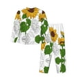 thumbnail image 2 of Junzan Plump Sunflower And Sketch Print Womens Pajama Sets,Long Sleeve Button Down For Women Pjs 2 Piece, 2 of 9