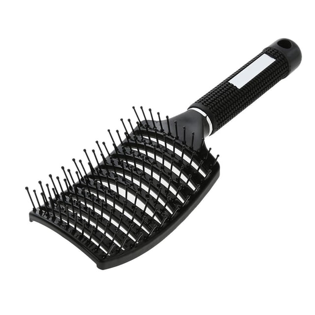 Professional Ribs Comb Women Wet Massage Styling Tool Hairbrush(Black)