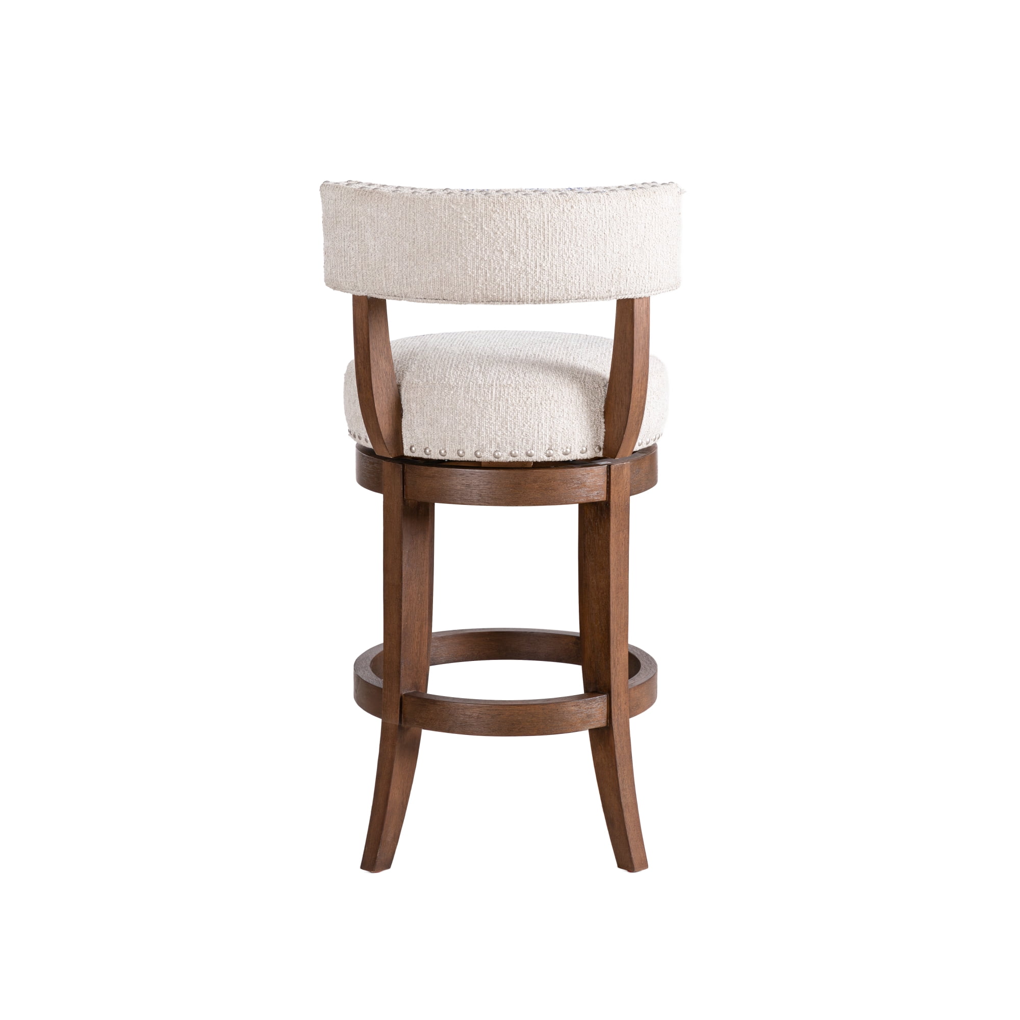 Mystic Brown Solid Wood Upholstered 26" Counter Height Swivel Barstool with Ancient Stone Fabric Seat - Set of 3