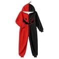 thumbnail image 4 of CUZIBR Girls Halloween Onesie Pajamas Kids Boys Hooded Plush Pumpkin Pajama Patchwork Zip Up Long Sleeve Jumpsuit Loungewear Cute Nightwear,Red,7-8 Years, 4 of 4