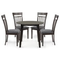 thumbnail image 5 of 5 Piece Dining Table Set, 4 Classic Style Solid Wood Warm Chairs with Round Dining Table, Kitchen Room Set, Espresso Color w PU Leather Cushions, 5 of 8