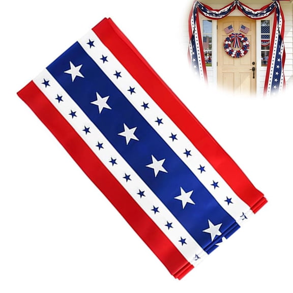 4th of July Decorations Outdoor - 25Ft Patriotic Bunting Banner U.S Flag for 250th Independence Day, Memorial Day Red White Blue Stripe Garland Porch Railing Decor