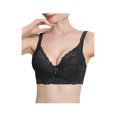 thumbnail image 1 of Sujetadores de copa completa para mujer, cómodo y transpirable, encaje floral, cobertura total, sujetador con aros sin relleno Negro 42/95 Fit 40B/C, 1 of 5