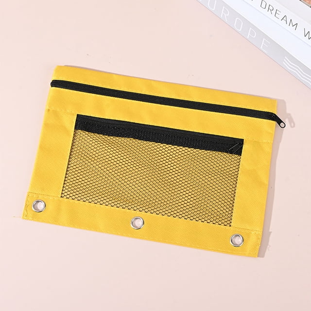 Estuche para lápices con 3 anillas, paquete de 5 estuches con cremallera para útiles educativos, organizador de carpetas de 5 x 7 pulgadas con tres agujeros para carpetas, neceser para