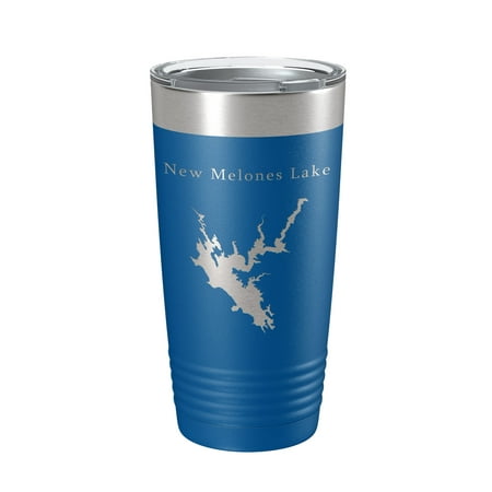 

New Melones Lake Map Tumbler Travel Mug Insulated Laser Engraved Coffee Cup California 20 oz Royal Blue