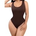 thumbnail image 4 of Sleeveless Seamless Sculpting Thong Bodysuit for Women Tummy Control Shapewear Brown shaper body suit(Brown, XL), 4 of 7