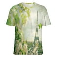 thumbnail image 5 of Blossoming Paris Eiffel Tower Women's Short Sleeve Tops Casual Blouses T Shirt, 5 of 6