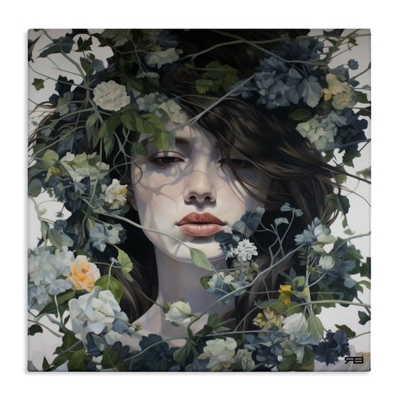 Stupell Industries Eclectic Woman with Green Blossoms Canvas Art, 30 x 30, by RB