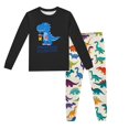thumbnail image 1 of Pyjamas pour Enfants Garçons Ensemble de Pyjama Imprimé Dinosaure Col Rond Manches Longues Pantalon 2 Pcs Printemps Automne Pyjamas pour Enfants Noir 3 Ans-4 Ans, 1 of 5