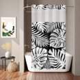 thumbnail image 2 of No Hook Shower Curtain, Palm Tree Monstera Shower Curtains for Bathroom with See Through Top Window, Black White Leaf Boho Botanical Tropical Waterproof & Washable Bath Curtain Stand Up Stall 36"x72", 2 of 9