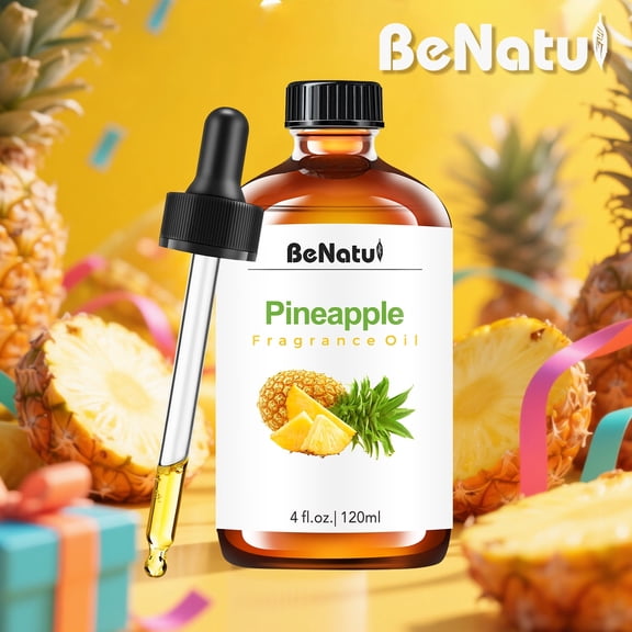 BeNatu Pineapple Fragrance Oil, 4 fl oz (120ml) Premium Tropical Scented Oil for Diffuser, Candles, Soap Making, and Home Fragrance Use