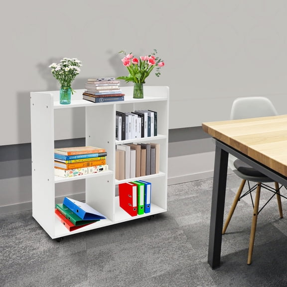 23.6*9.4*26 Modern Rectangular Warm White Filing Cabinet Mobile Printer Stand for Bedroom, Kitchen