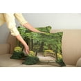 thumbnail image 2 of Ambesonne Forest Throw Pillow Cover 2 Pack, Wooden Bridge over Pond, 24", Green Brown, 2 of 5
