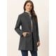 thumbnail image 2 of Abrigo de invierno elegante Allegra K Largo de un Solo pecho con cuello alto Gris Profundo L, 2 of 6