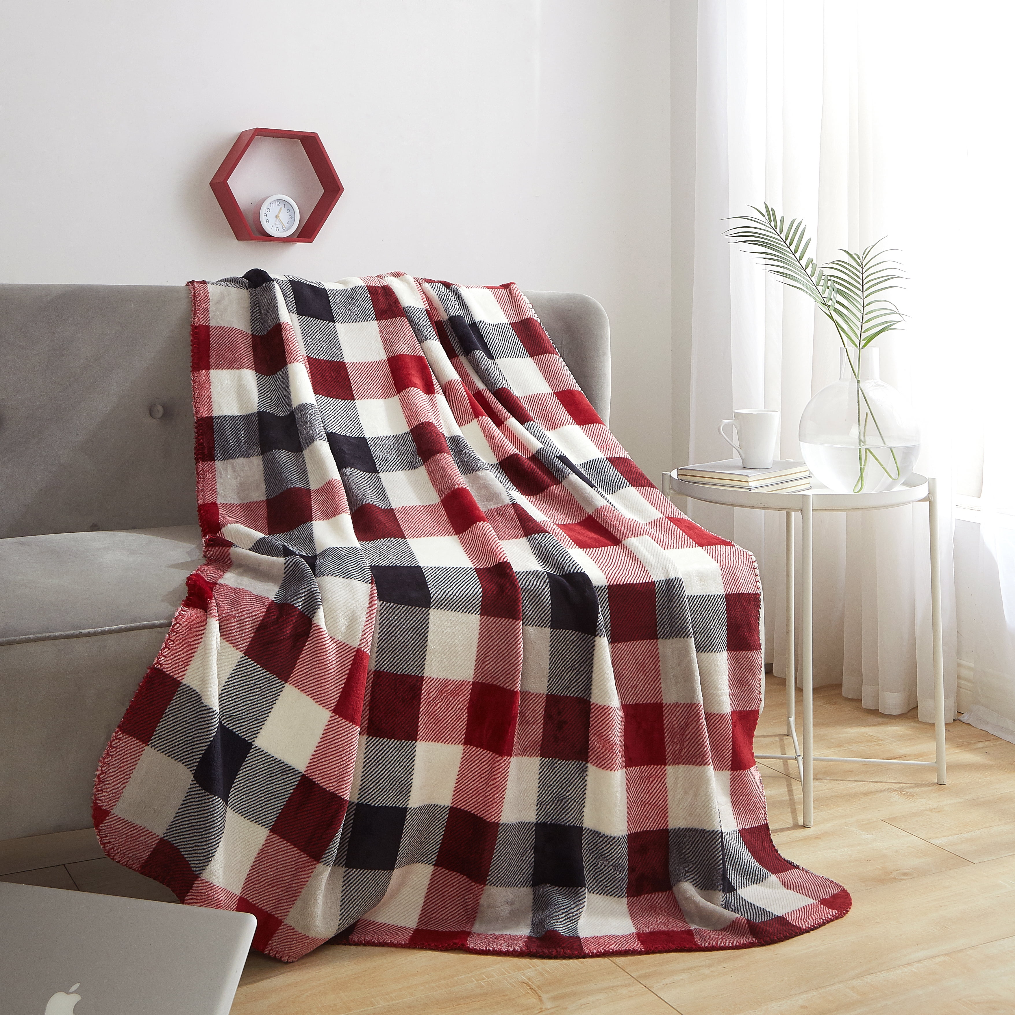 Holiday Time Plush Throw Racer Red 50 x 60 inches Blanket 