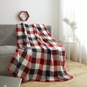 Mainstays Plush Throw Blanket, 50" x 60", Red Plaid