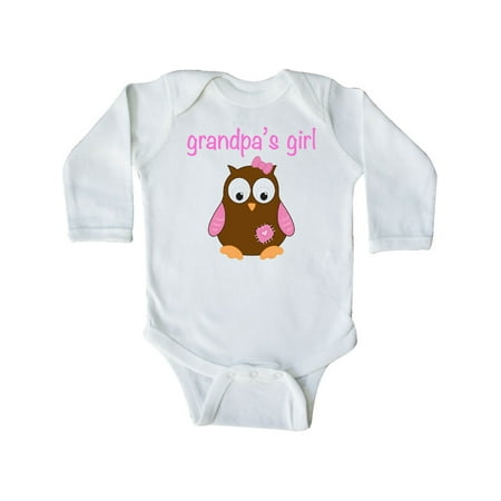

Inktastic grandpa s girl - owl Gift Baby Girl Long Sleeve Bodysuit