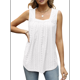 thumbnail image 3 of Camiseta Sin Mangas con Cuello Cuadrado y Volantes para Mujer, Camiseta Sin Mangas A Rayas, Informal, Holgada, de Verano L, 3 of 9