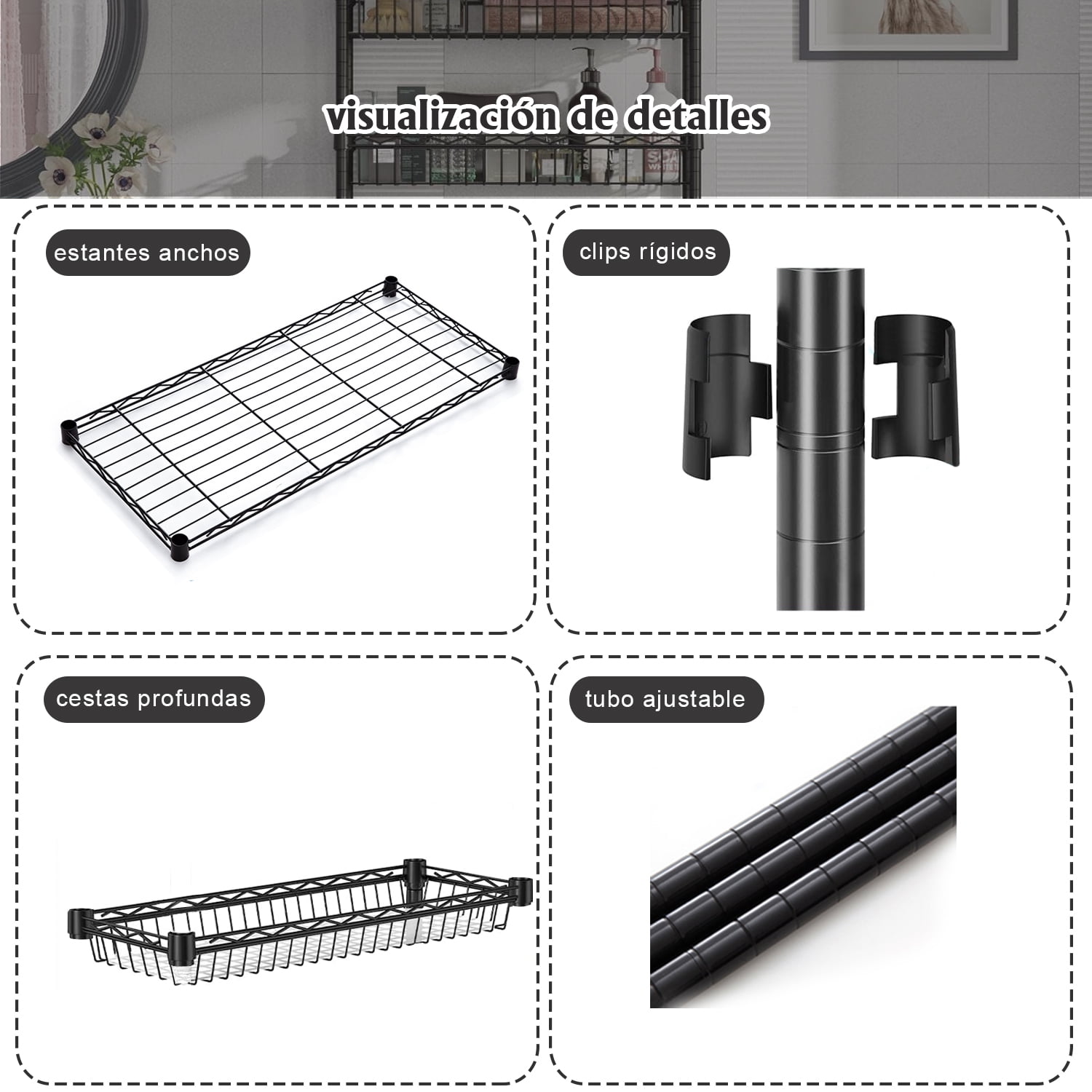 Untyo 3 Tier Over the Toilet Storage Rack Bathroom Storage Shelf Space Saver Stand Above Toilet with Adjustable Shelves and Baskets