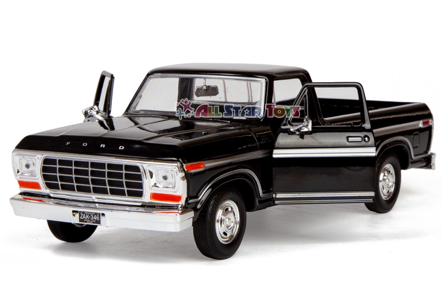 1979 Ford F-150 Pickup Classic F150 Pick Up Truck 1:24 Diecast Collectible Model Car Black Motormax 79346 All Star Toys Exclusive
