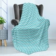 thumbnail image 4 of Aqua Chevron Soft Flannel Fleece Blanket, Grungy Design Zigzags Abstract Simplistic Art Modern Geometric Pattern, Cozy Plush for Indoor and Outdoor Use, 60" x 80", Sea Blue and White, by Ambesonne, 4 of 5