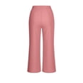 thumbnail image 3 of GPOECD Summer Casual Blend Elastic Waist Pants Straight Wide Leg Long with Pockets for Women Wide Leg Trousers Women Pink,XL, 3 of 5