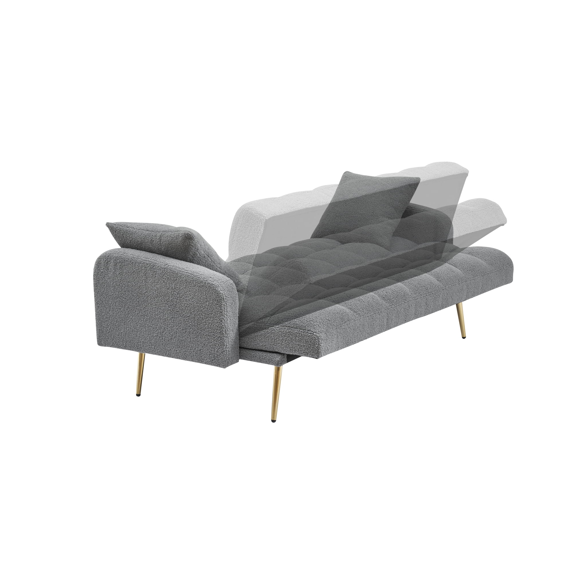 Convertible Futon Sofa Bed,69 Inch Modern Teddy Loveseat Sofa Couch with Adjustable Backrest for Small Space,Living Room,Gray