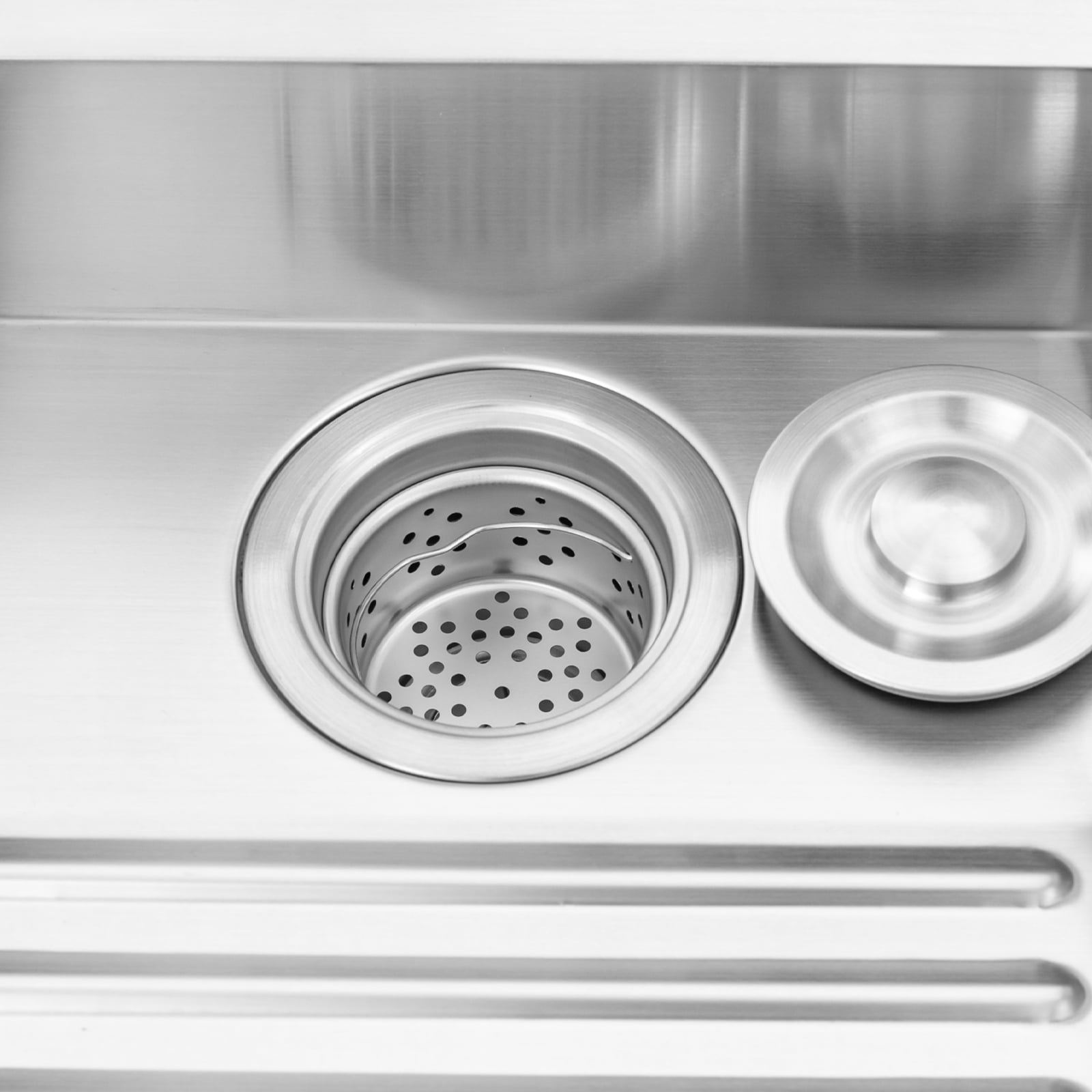 Wildnix Durable 304 Stainless Steel Utility Sink Laundry Tub with Double Basin Design, Tilted Wave Washing Board, Anti-Condensation Coating, Easy Drainage