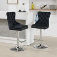 thumbnail image 4 of KISRAIS Swivel Bar Stools Set of 2, Velvet Counter Height Bar Stools for Kitchen Island, Adjustable Bar Chairs Barstools, Tufted Back, Metal Base, 4 of 9