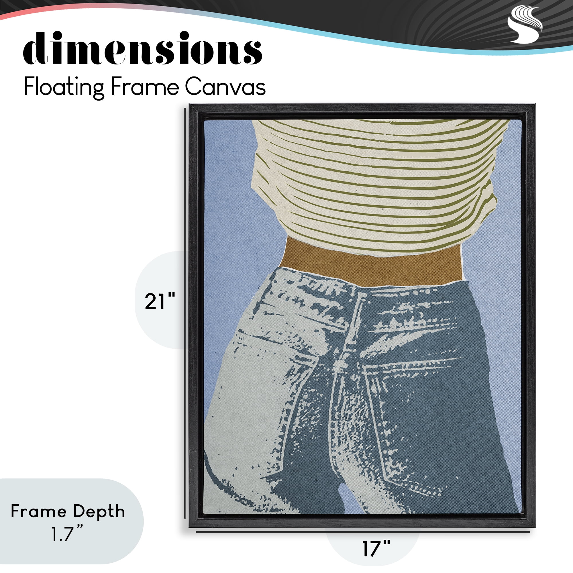 Stupell Industries Vintage Jeans & Tee Black Framed Floater Canvas Wall Art, design by Victoria Barnes