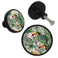 thumbnail image 2 of 4 Pcs Tropical Jungle Toucan Knobs for Kitchen Cabinet Cupboard Dresser Bookcase Drawer Pulls Handles Round Home Decor, 2 of 5