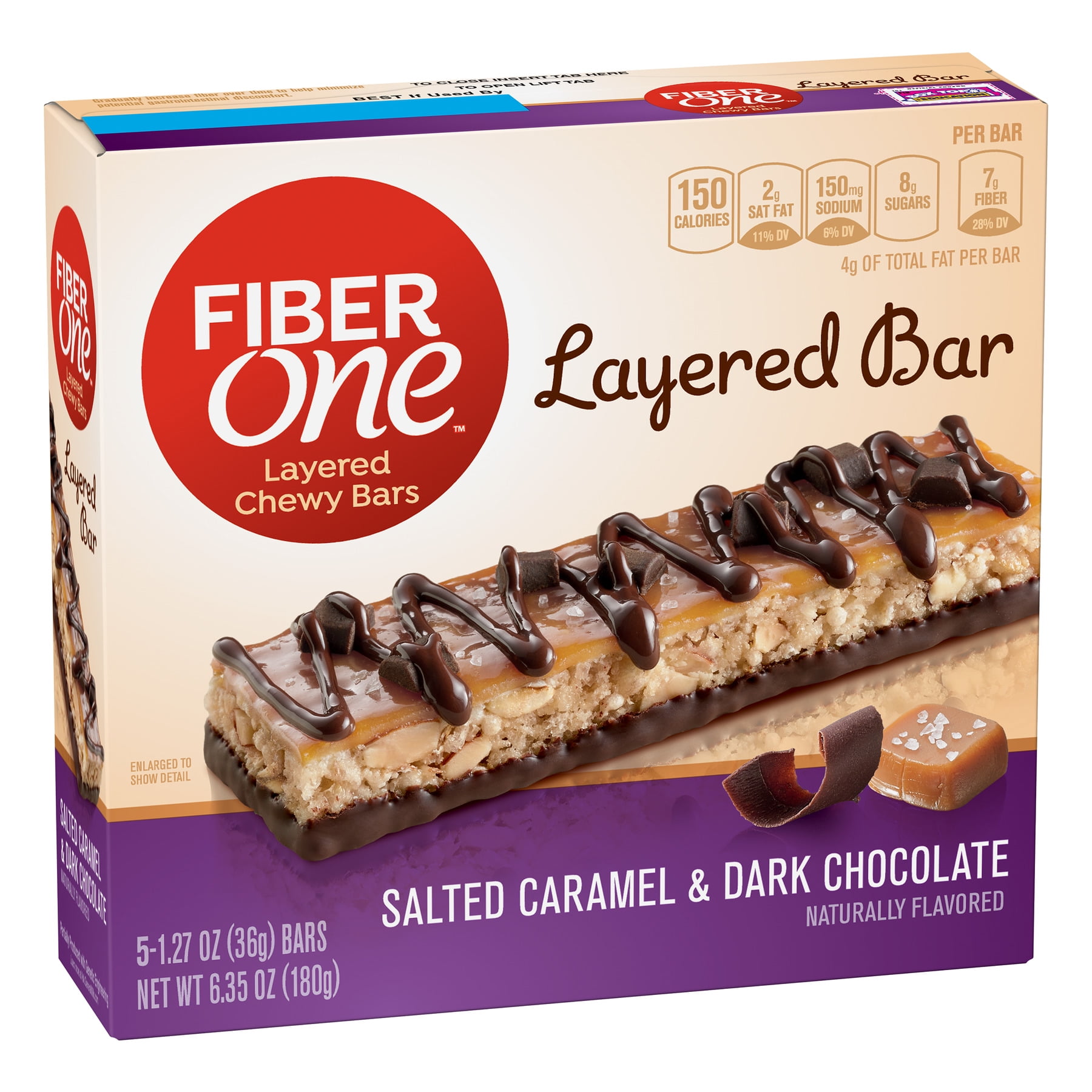 Fiber One Salted Caramel and Dark Chocolate Layered Chewy Bars 6.35 oz