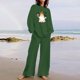 thumbnail image 1 of Puntoco Traje De Pantalón Y top De Manga Larga Con Cuello Redondo Y Estampado De Halloween Para Mujer Verde Militar Xxxxl, 1 of 4