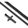 thumbnail image 4 of APSVO Layered Black Cross Necklaces for Men Boys Stainless Steel Cuban Curb Link Pendant Chain Set Religious Christian Birthday First Communion Easter Basket Stuffers Jewelry Gifts Teen Adults Kids, 4 of 6