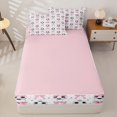 thumbnail image 4 of Homewish Cute Bow Knot Zipper Twin Comforter Sets with Fitted Sheet and 2 Pillowcases For Girl,Football Sport Games Ball Theme Kids Zipper Bedding Set,Pink Reversible,4 Pieces, 4 of 7