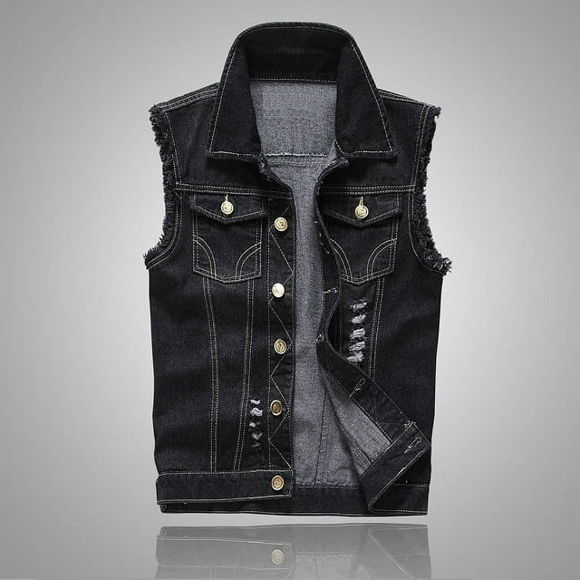 Chaleco vaquero para hombre, chaleco azul claro ajustado de estilo coreano, chaleco a la moda para hombre